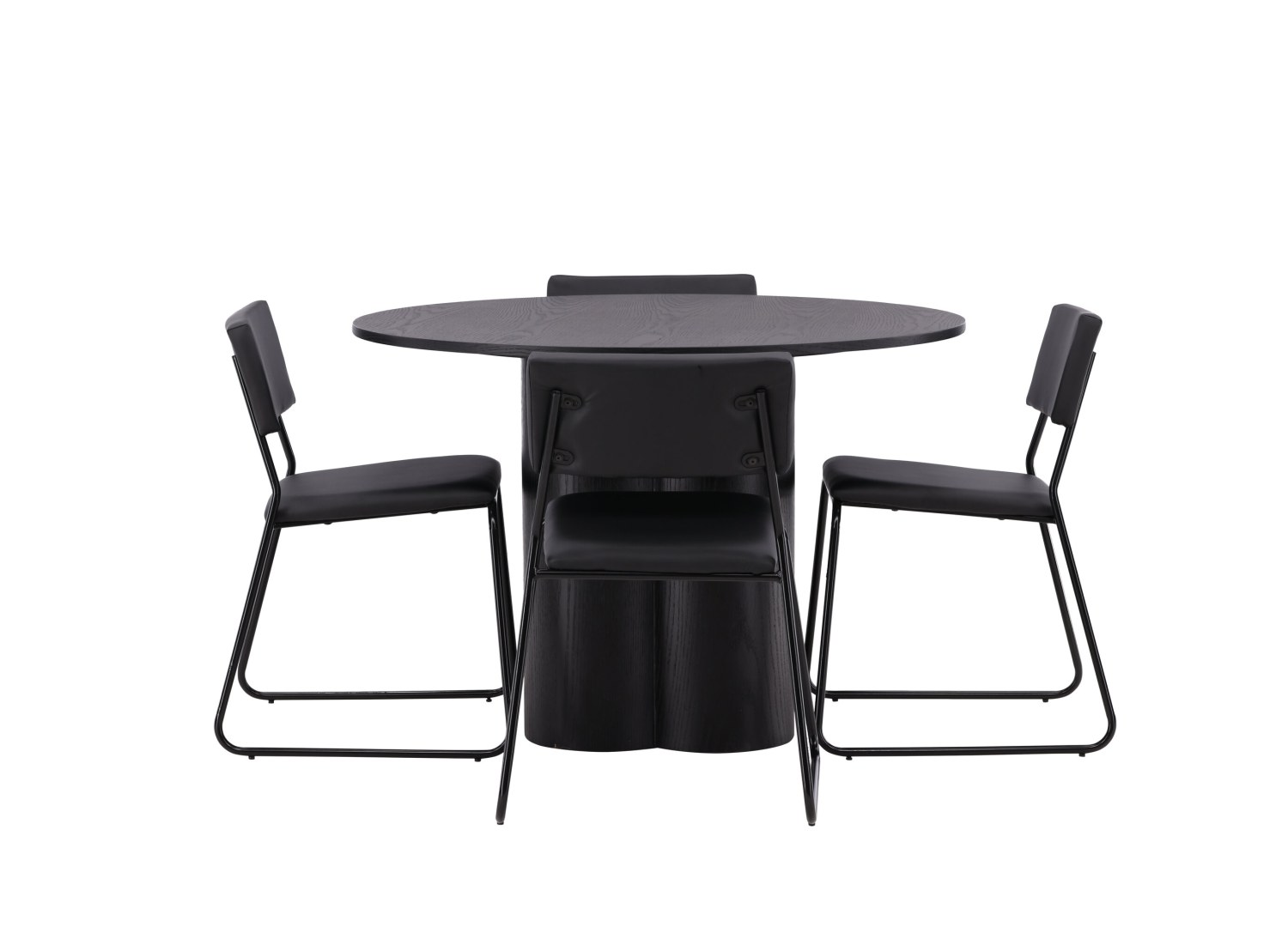 Vue produit de l’ensemble table ronde Olivia avec 4 chaises Kenth
