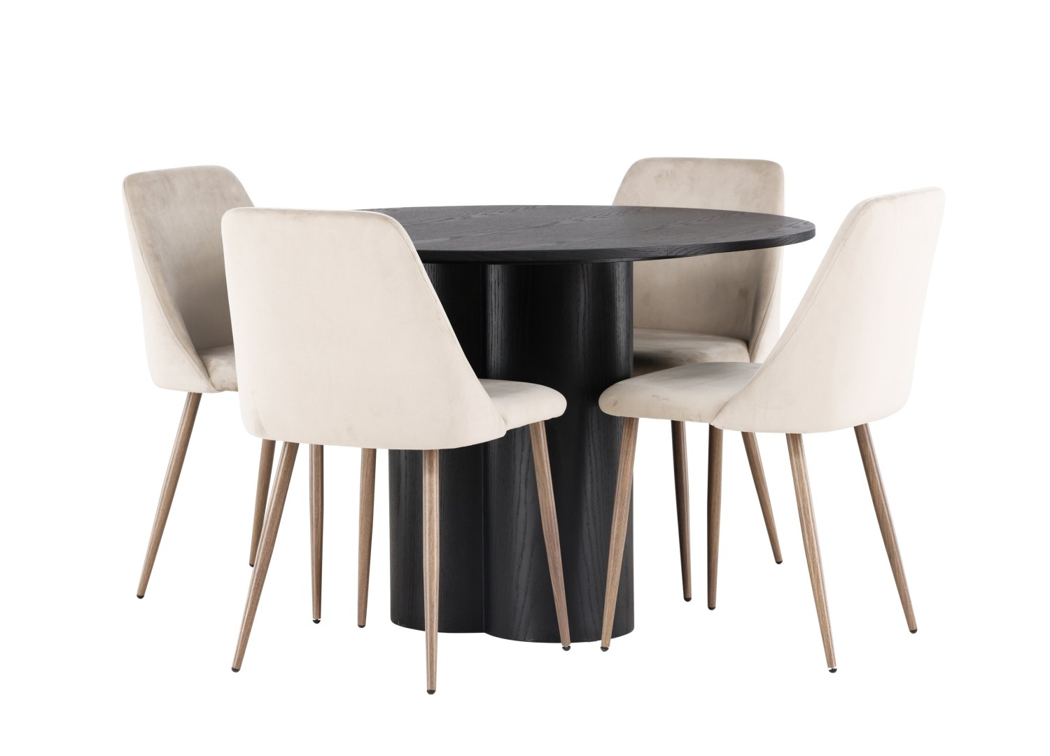 Détail produit de l’ensemble repas Olivia et 4 chaises Night