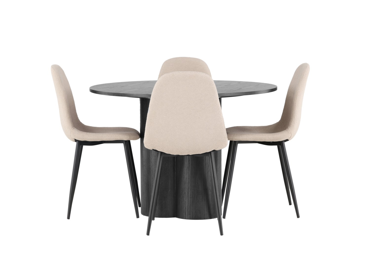 Vue produit de l’ensemble table ronde Olivia avec 4 chaises Polar