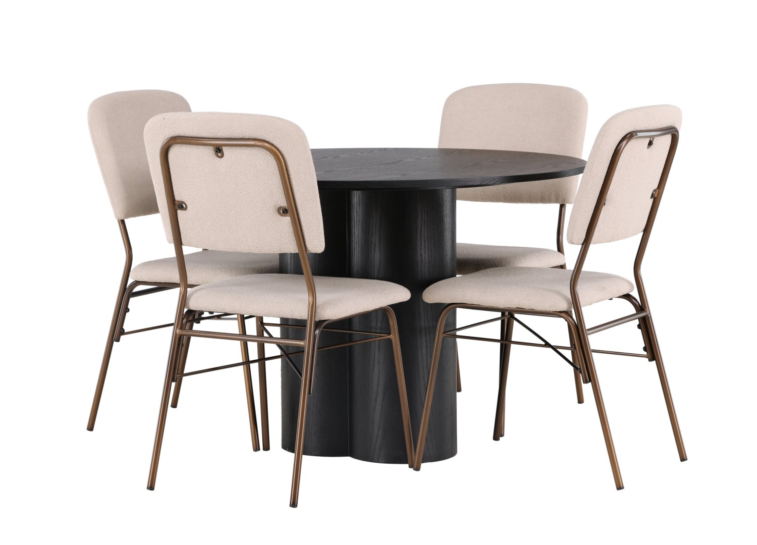Détail produit de l’ensemble repas Olivia et 4 chaises Seda