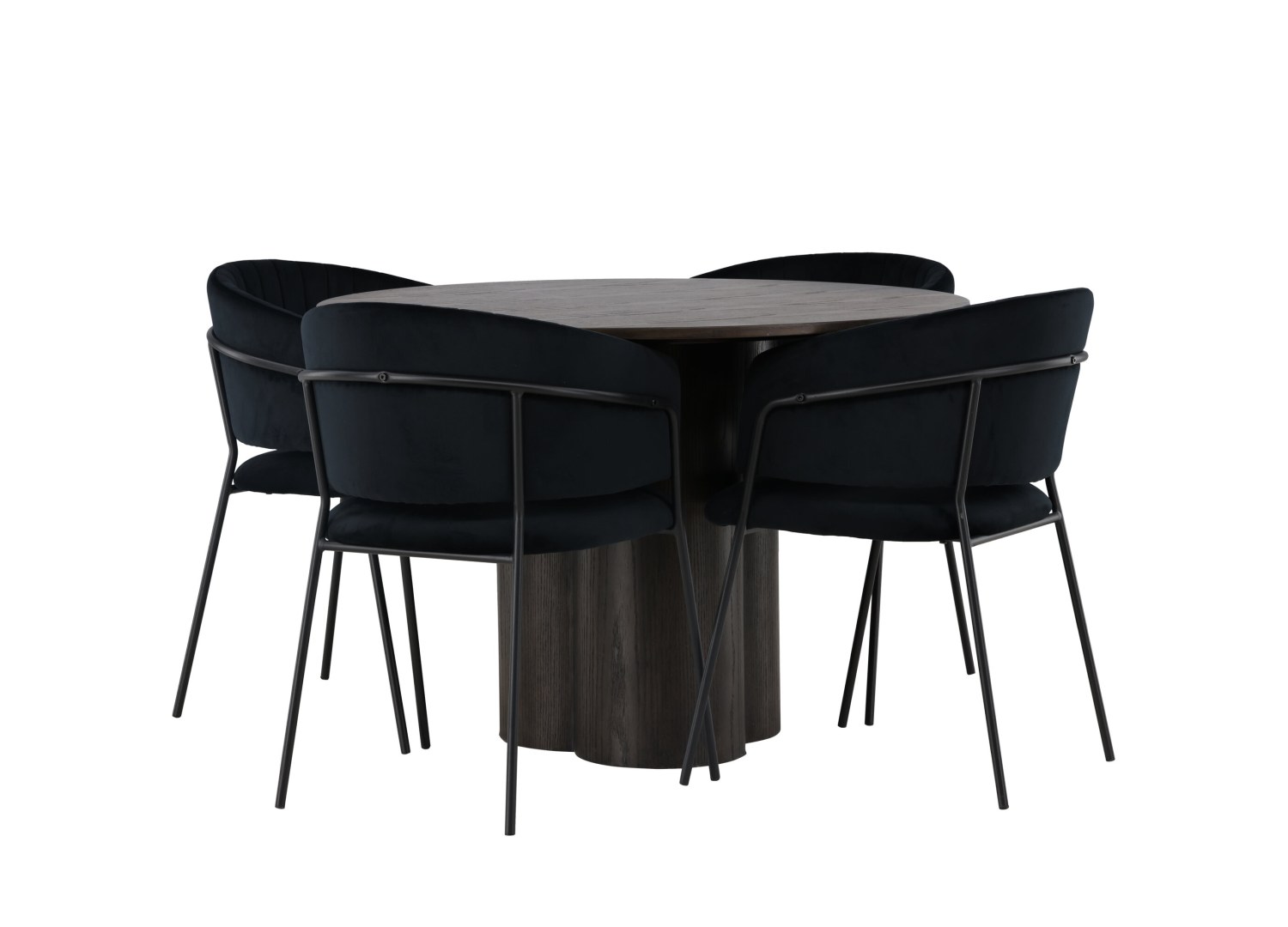 Détail produit de l’ensemble repas Olivia et 4 chaises Selma