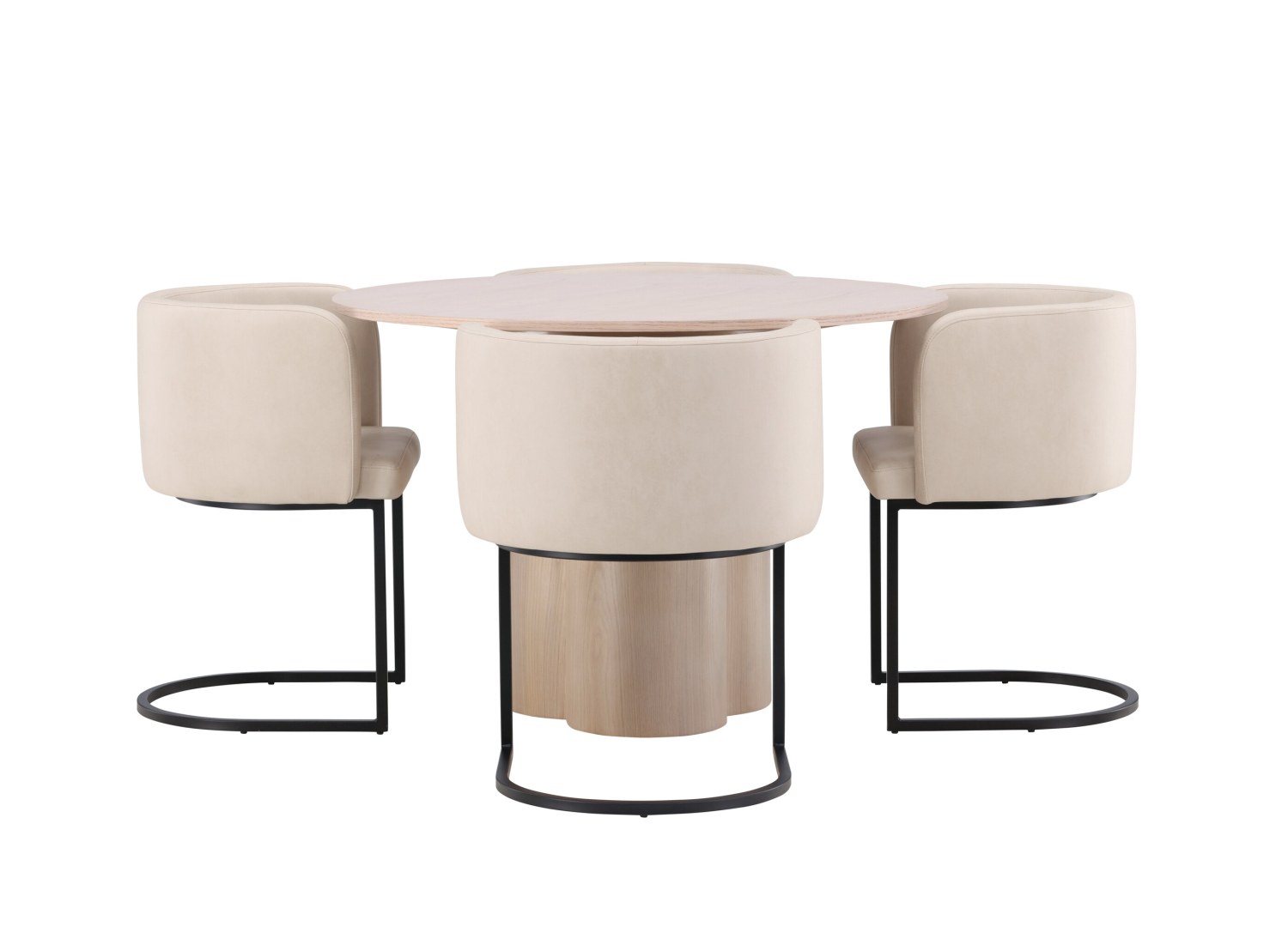 Vue produit de l’ensemble table ronde Olivia avec 4 chaises Simrishamn