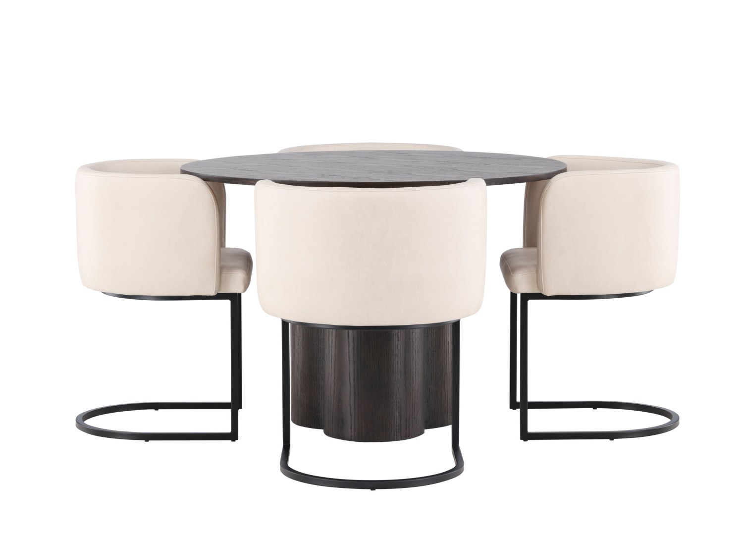 Vue produit de l’ensemble table ronde Olivia avec 4 chaises Simrishamn
