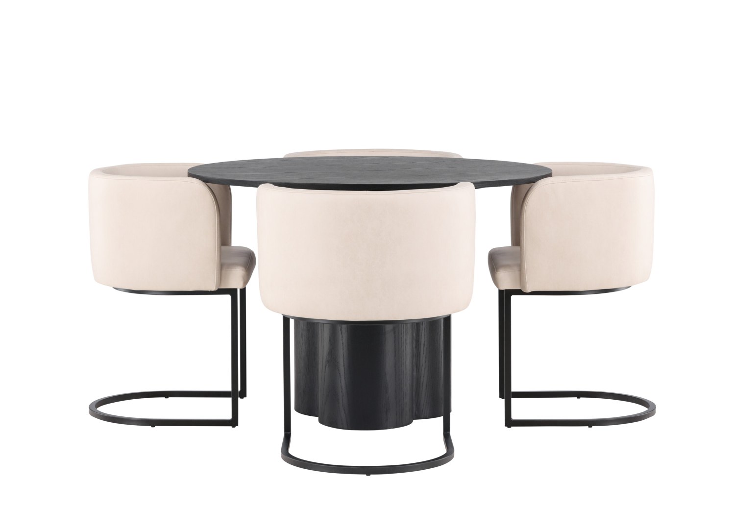 Vue produit de l’ensemble table ronde Olivia avec 4 chaises Simrishamn