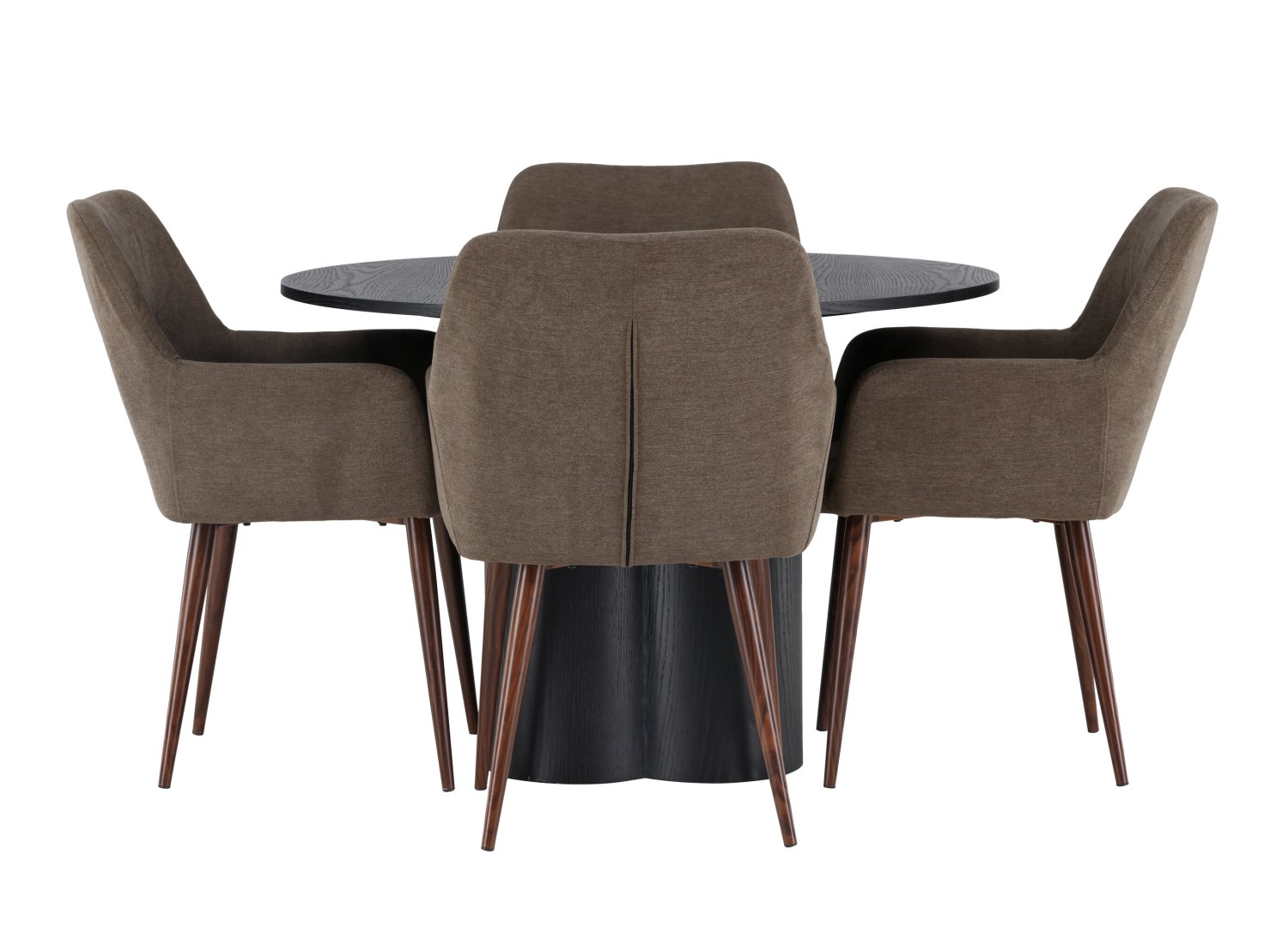 Vue produit de l’ensemble table ronde Olivia avec 4 chaises Tomorrow
