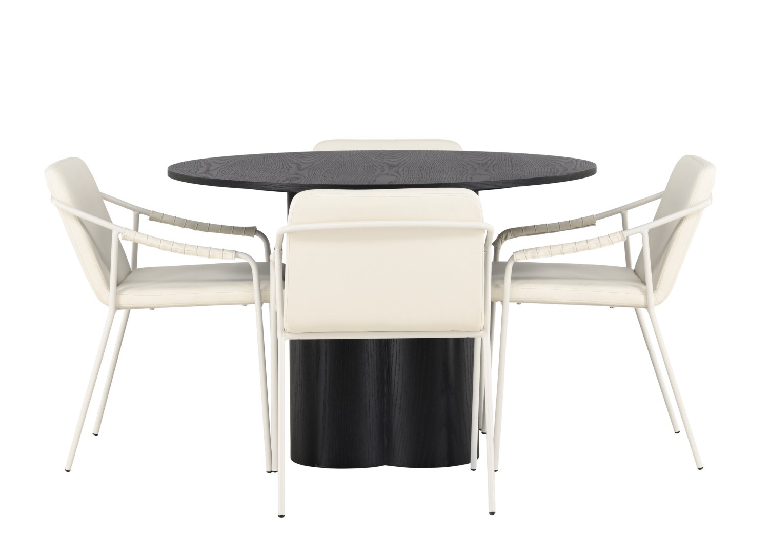 Vue produit de l’ensemble table ronde Olivia avec 4 chaises Tvist
