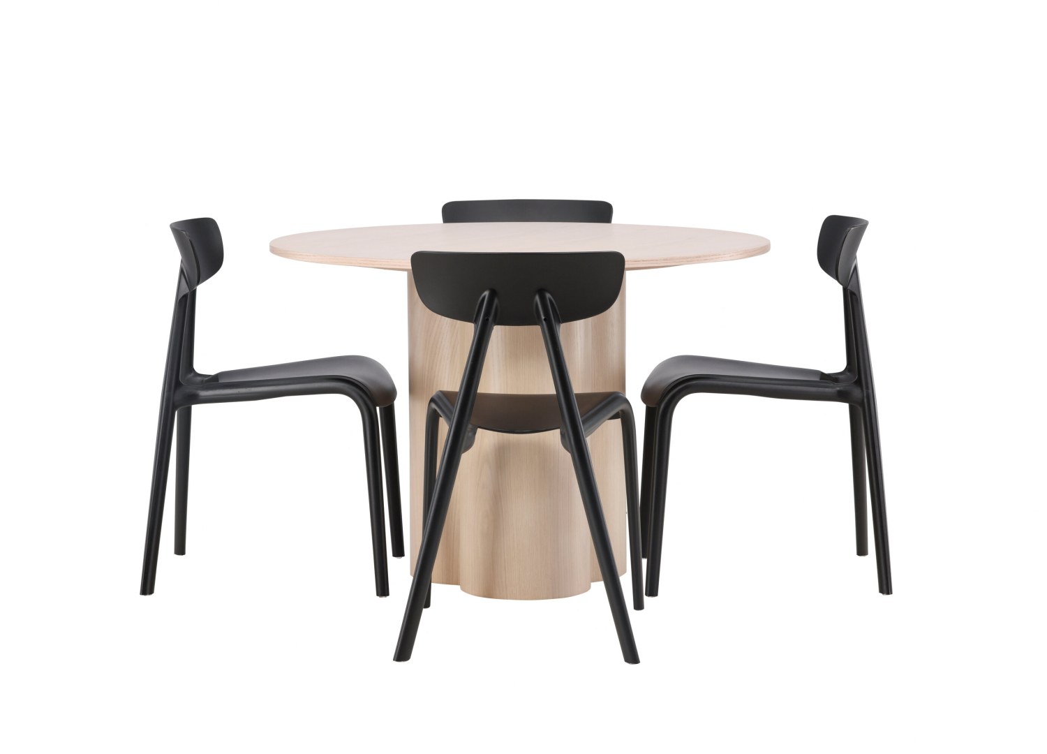 Vue produit de l’ensemble table ronde Olivia avec 4 chaises Ursholmen