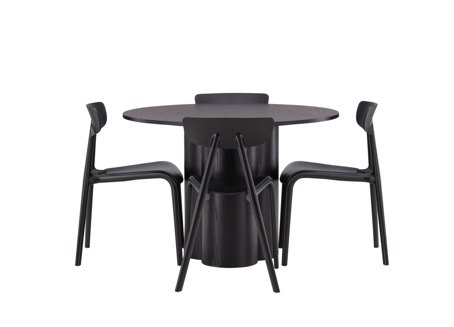 Vue produit de l’ensemble table ronde Olivia avec 4 chaises Ursholmen