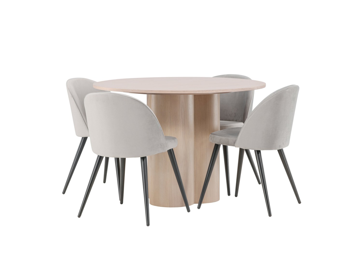 Détail produit de l’ensemble repas Olivia et 4 chaises Velvet