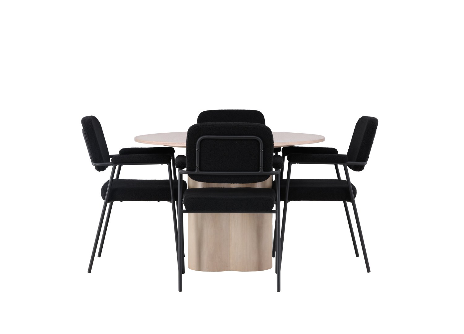 Vue produit de l’ensemble table ronde Olivia avec 4 chaises Yesterday