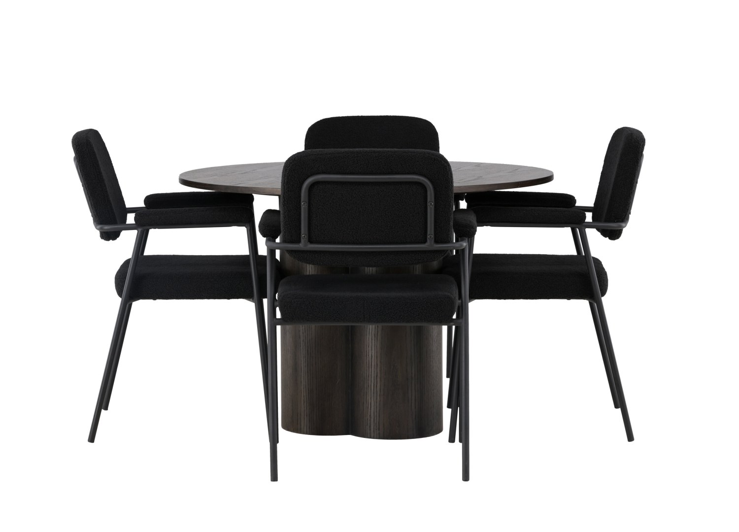 Vue produit de l’ensemble table ronde Olivia avec 4 chaises Yesterday
