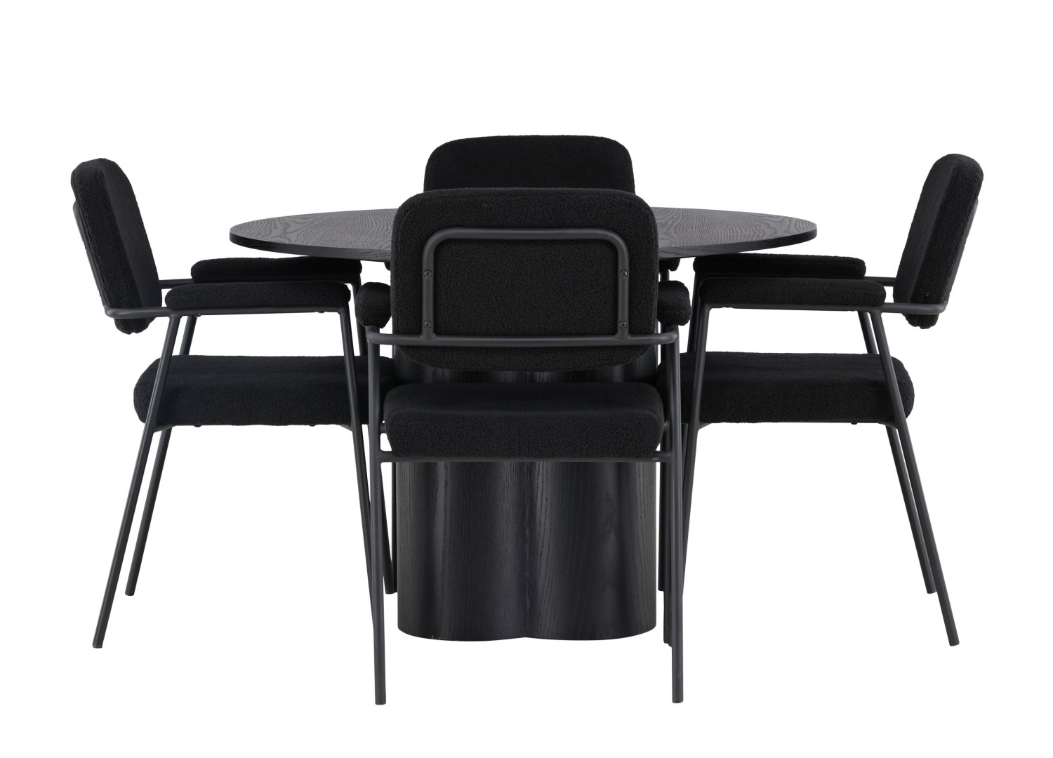Vue produit de l’ensemble table ronde Olivia avec 4 chaises Yesterday