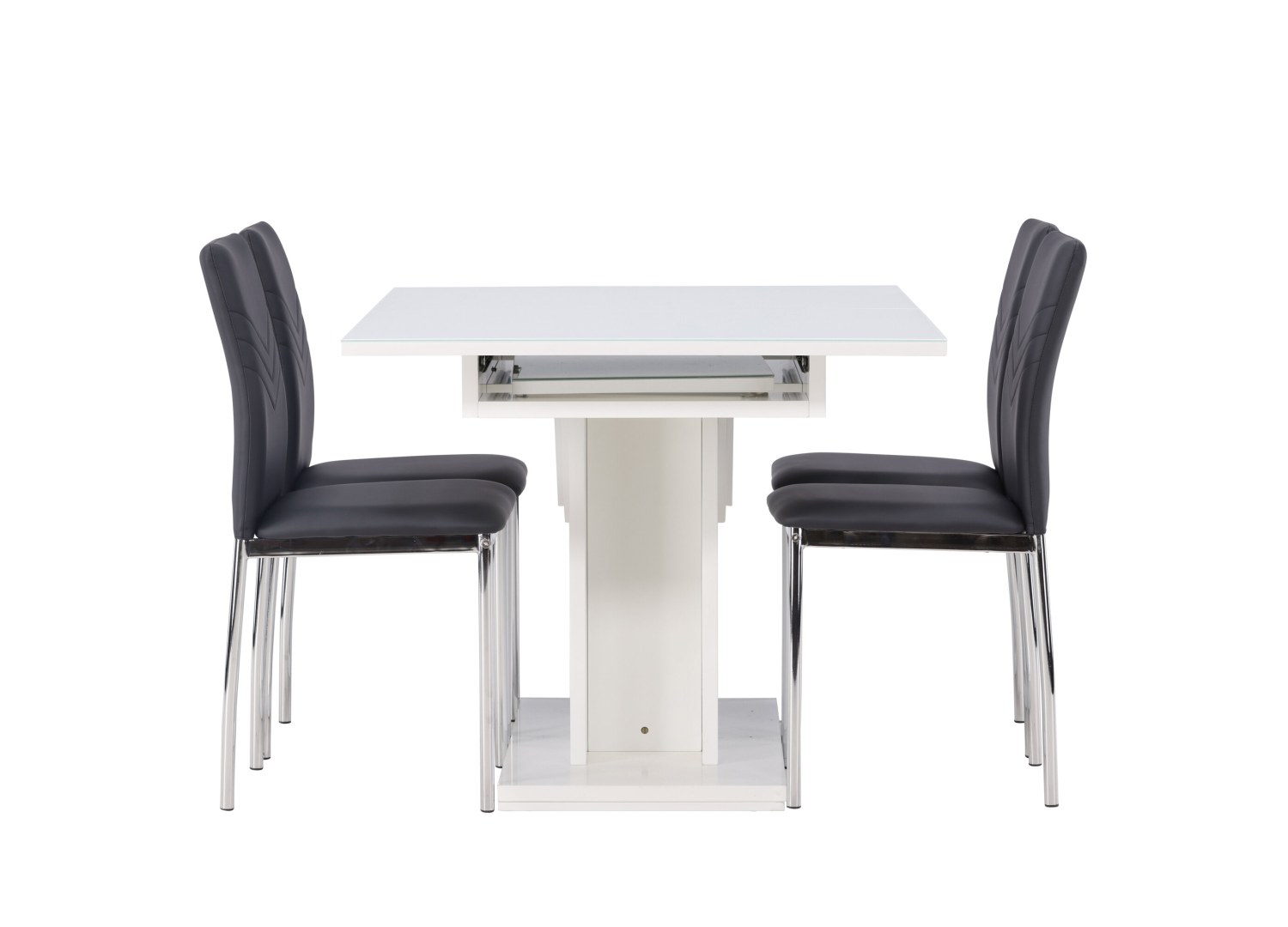 Détail produit de l’ensemble repas Pluto et 4 chaises Lily