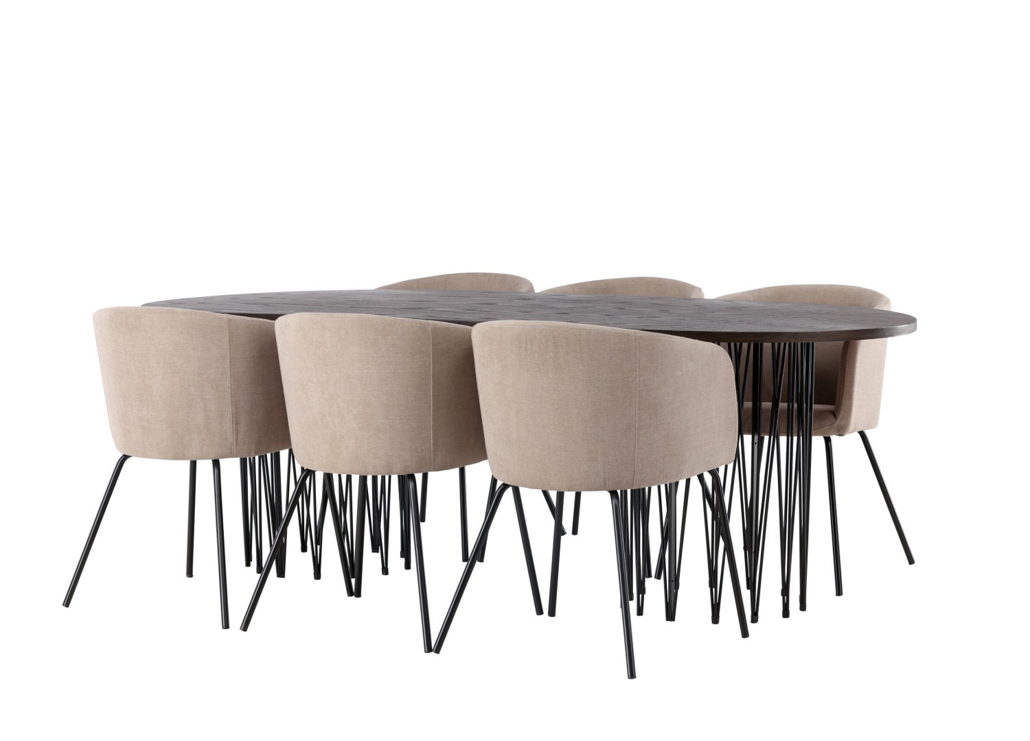 Détail produit de l’ensemble repas Stone et 6 chaises Berit