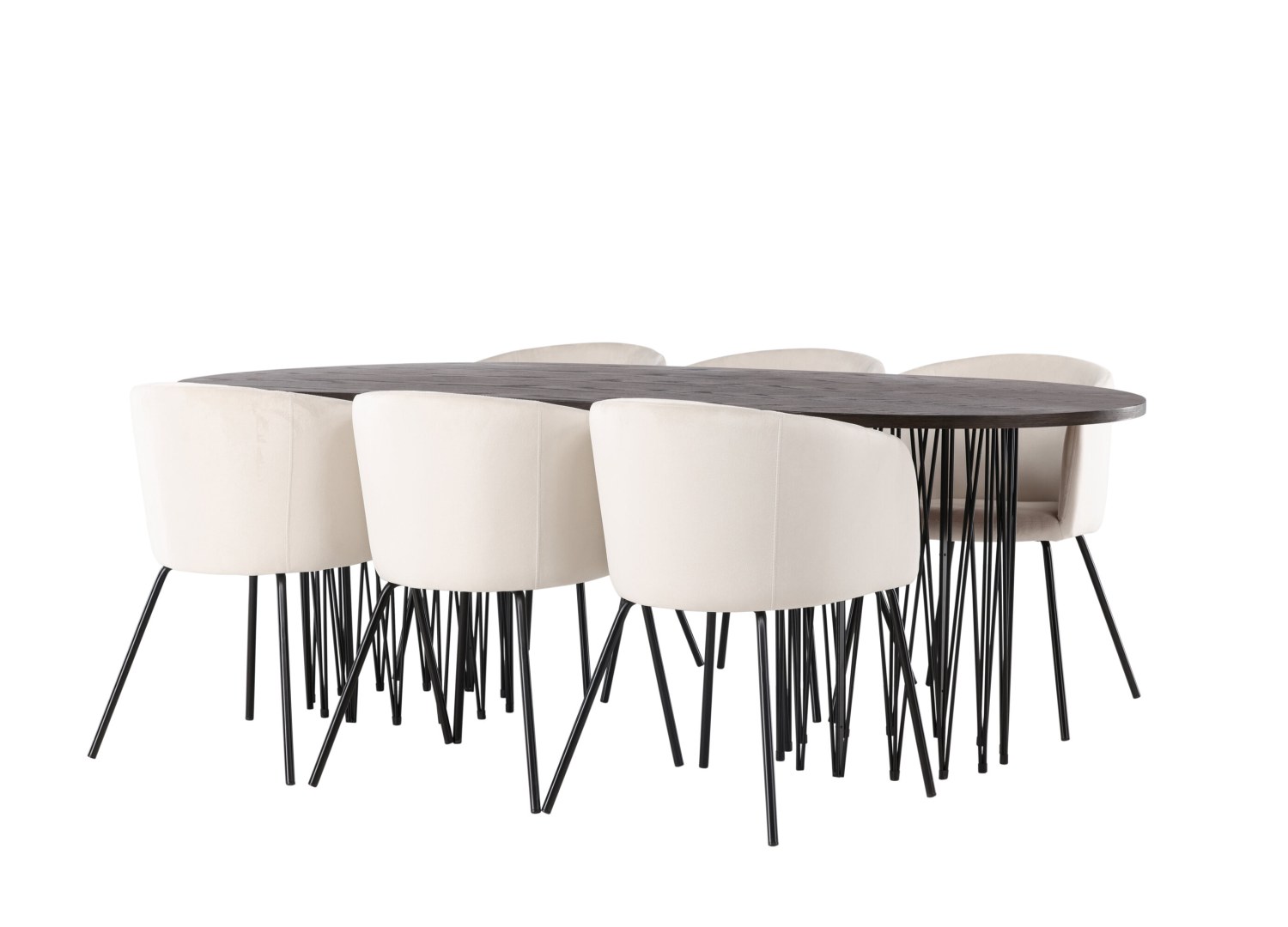 Détail produit de l’ensemble repas Stone et 6 chaises Berit