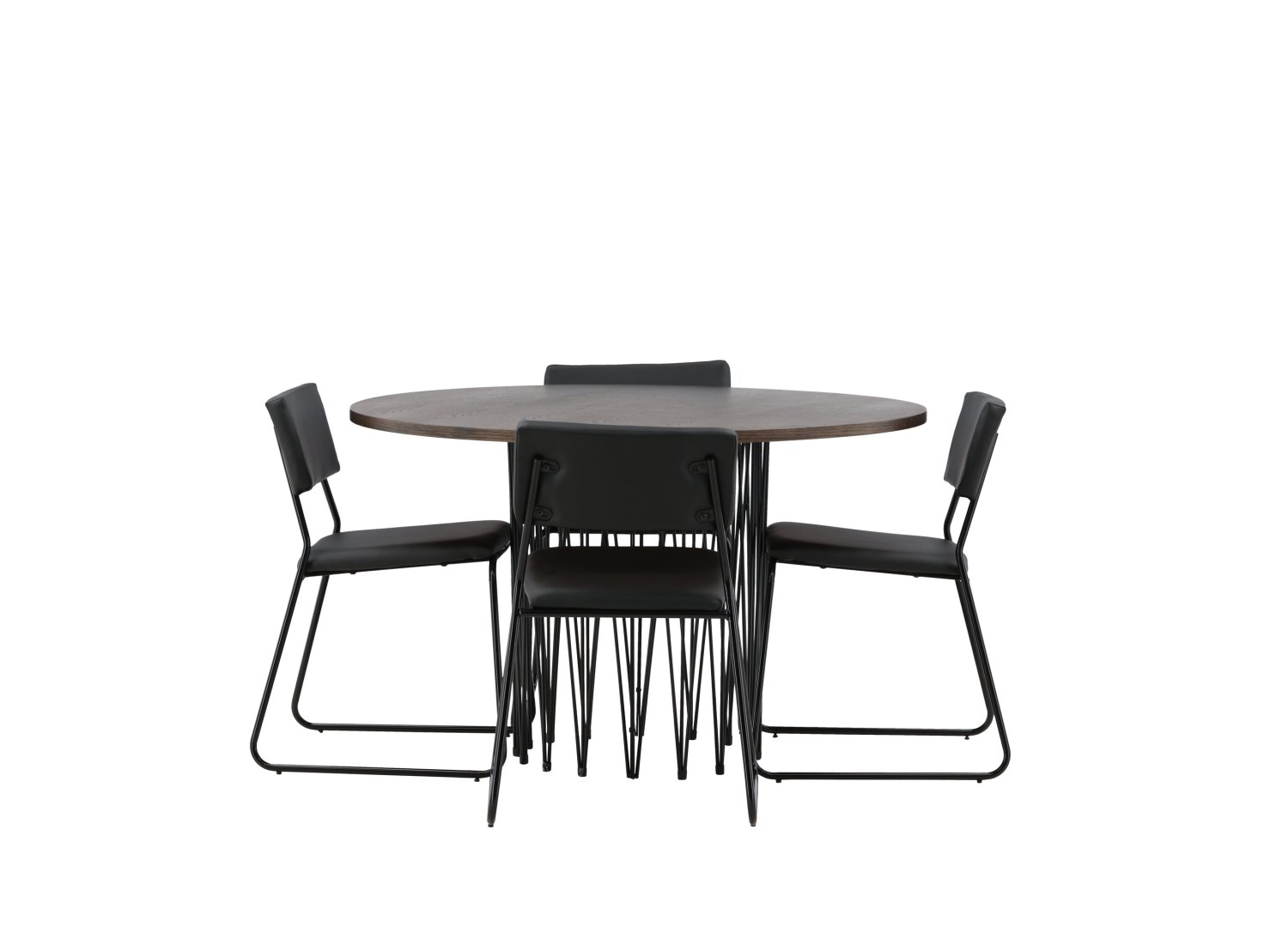 Vue produit de l’ensemble table ronde Stone avec 4 chaises Kenth