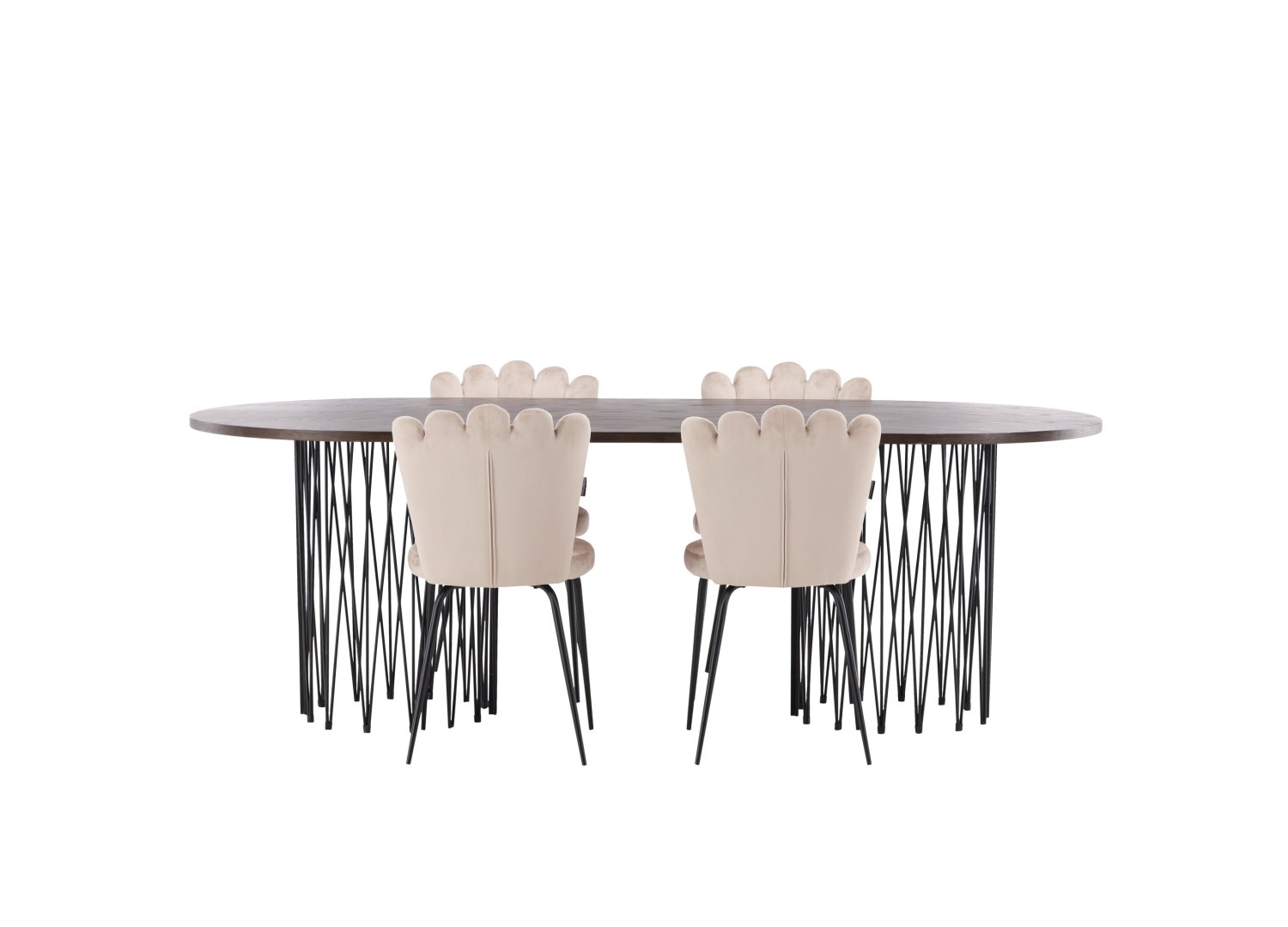 Vue produit de l’ensemble table ovale Stone avec 4 chaises Limhamn