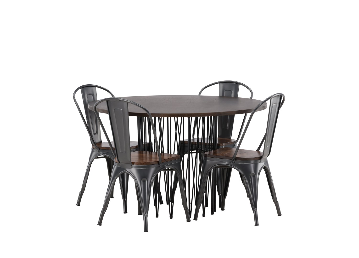 Détail produit de l’ensemble repas Stone et 4 chaises Tempe