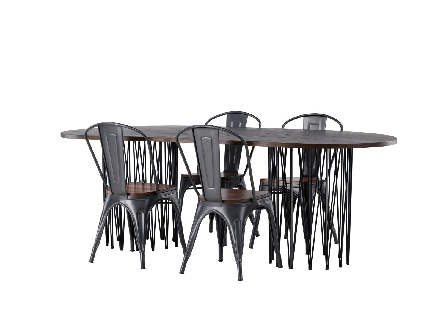Détail produit de l’ensemble repas Stone et 4 chaises Tempe