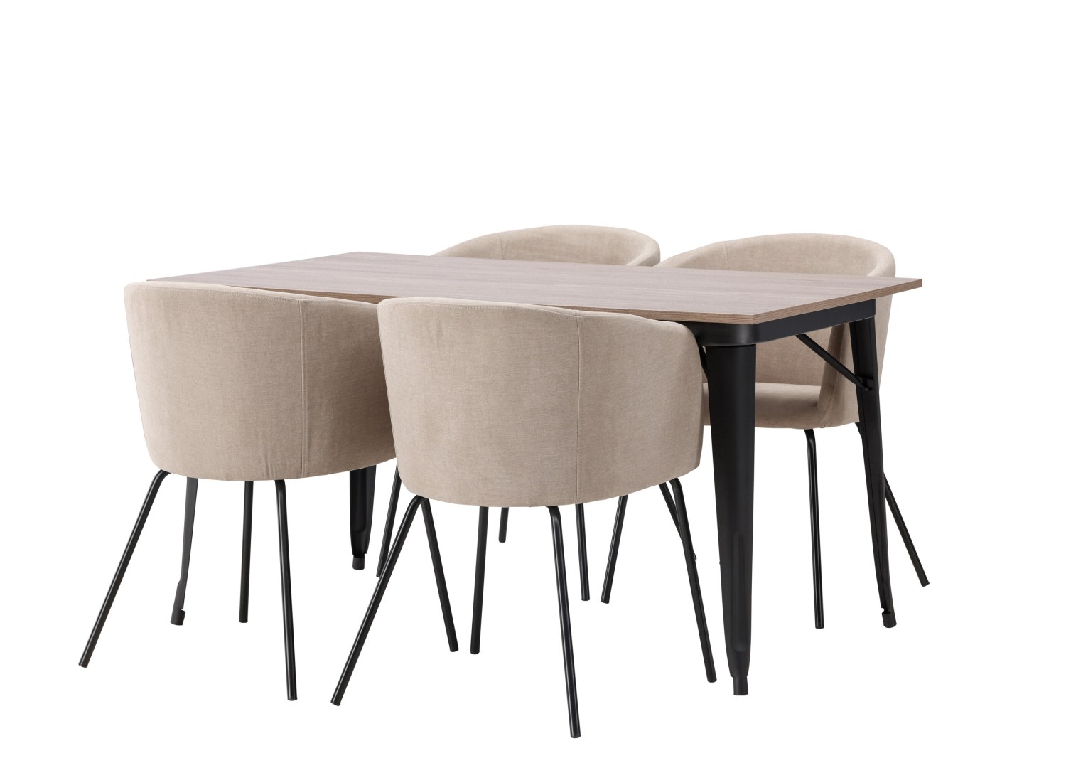 Détail produit de l’ensemble repas Tempe et 4 chaises Berit