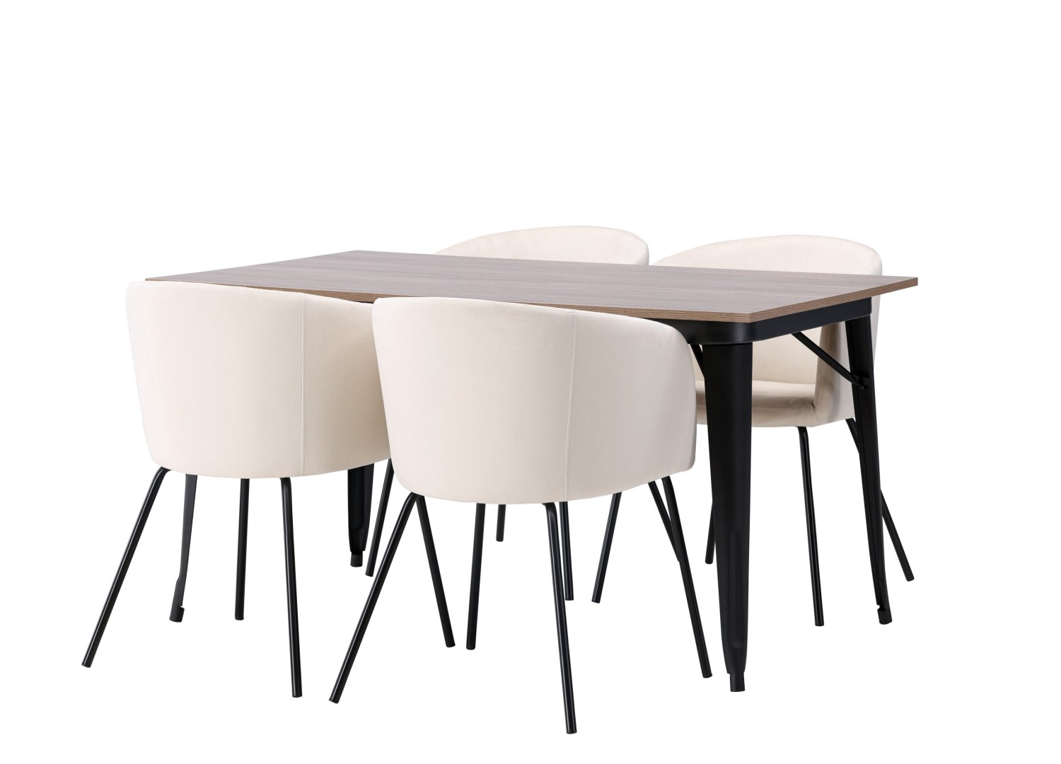 Détail produit de l’ensemble repas Tempe et 4 chaises Berit