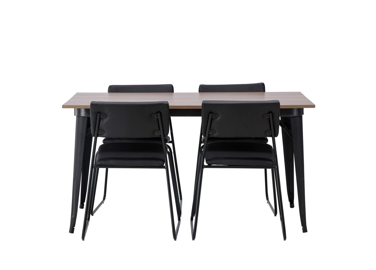 Vue produit de l’ensemble table rectangulaire Tempe avec 4 chaises Kenth