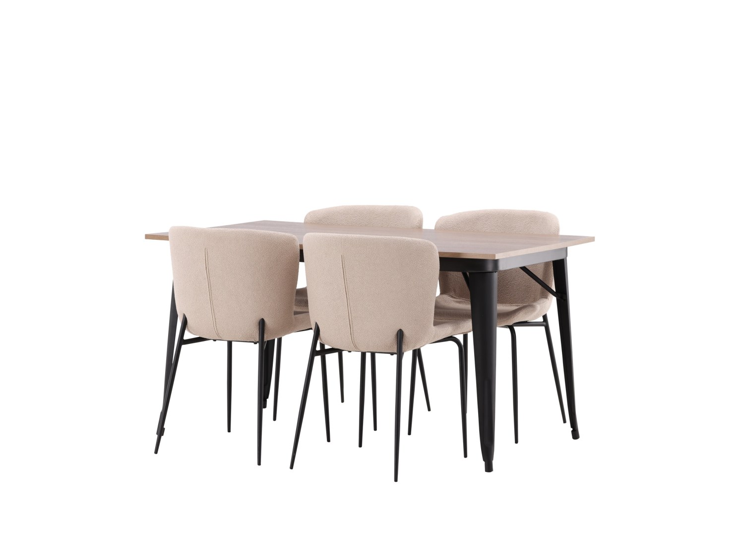 Détail produit de l’ensemble repas Tempe et 4 chaises Modesto