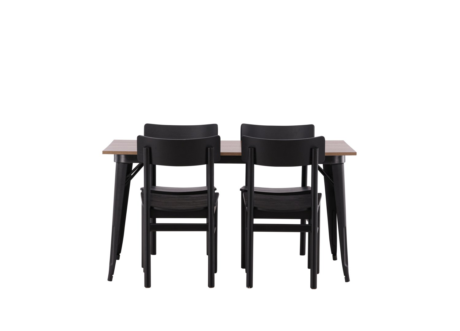Vue produit de l’ensemble table rectangulaire Tempe avec 4 chaises Montros