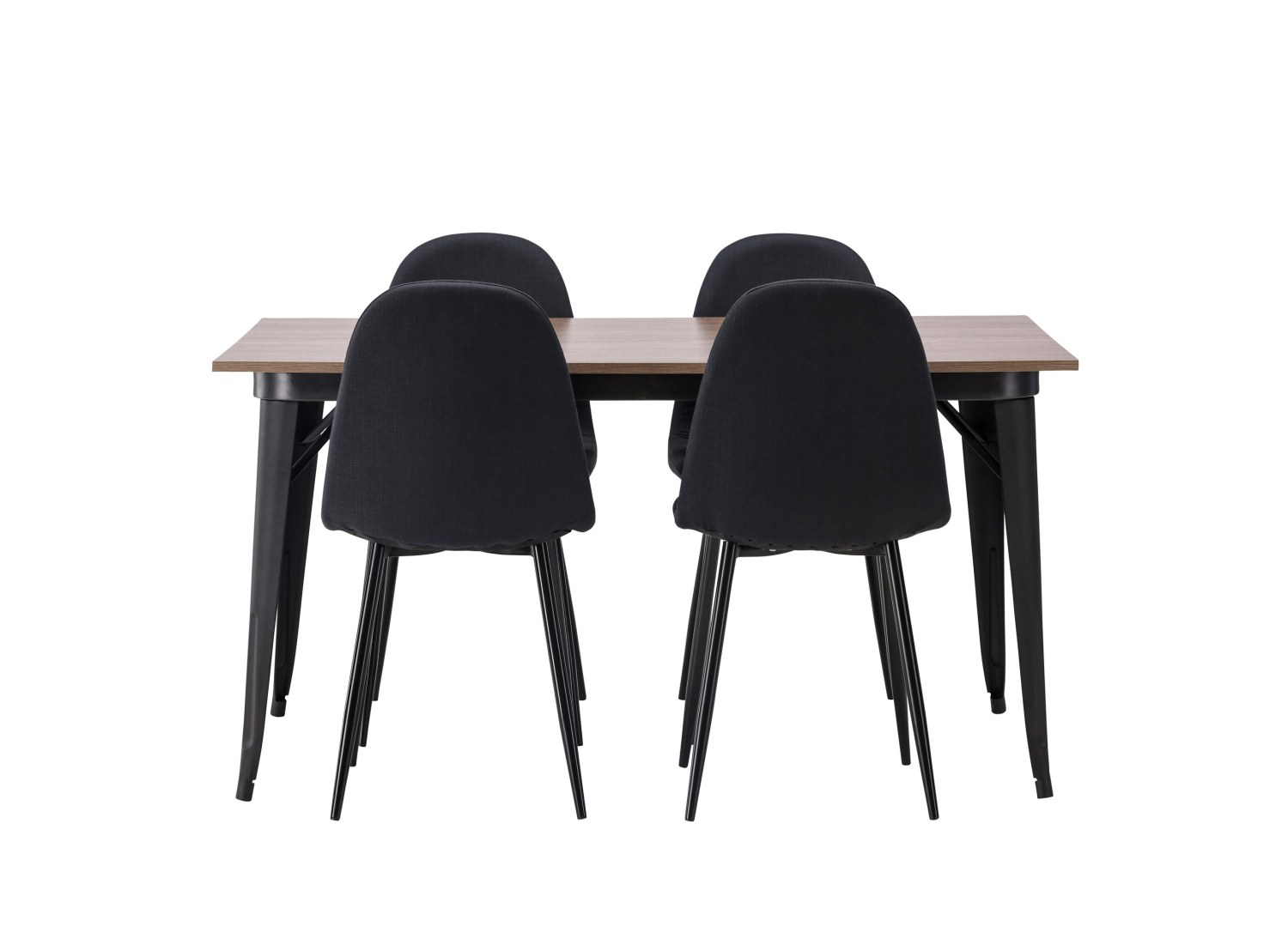 Vue produit de l’ensemble table rectangulaire Tempe avec 4 chaises Polar
