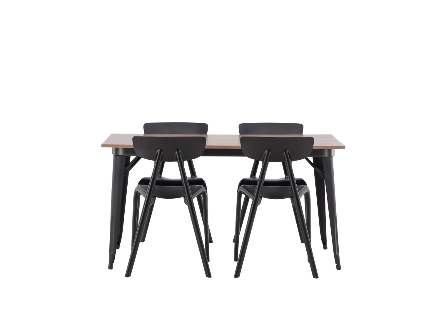 Vue produit de l’ensemble table rectangulaire Tempe avec 4 chaises Ursholmen