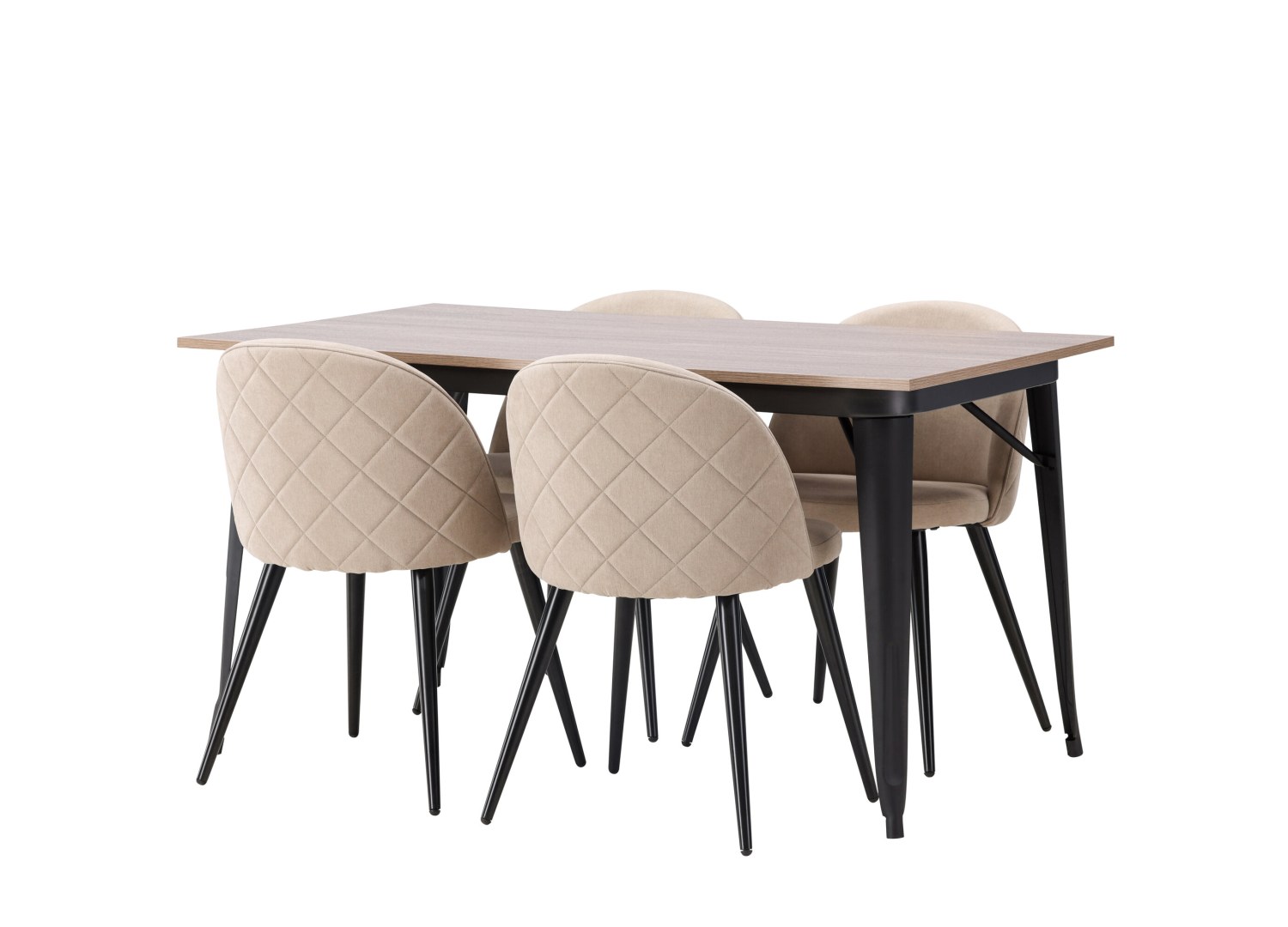 Détail produit de l’ensemble repas Tempe et 4 chaises Velvet