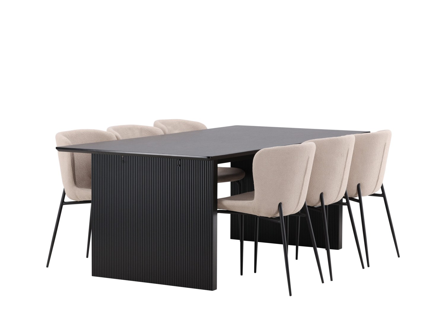 Détail produit de l’ensemble repas Vail et 6 chaises Modesto