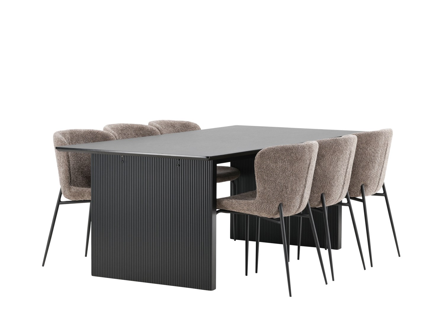 Détail produit de l’ensemble repas Vail et 6 chaises Modesto