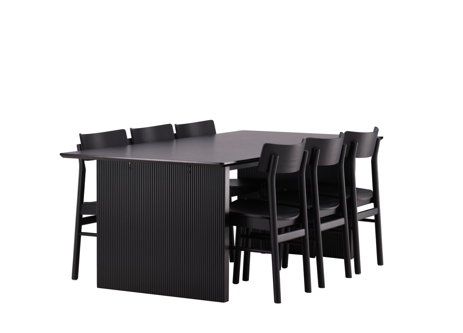 Détail produit de l’ensemble repas Vail et 6 chaises Montros