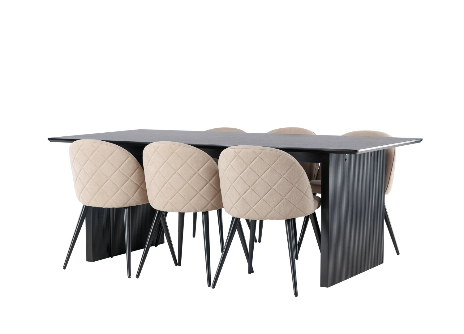 Détail produit de l’ensemble repas Vail et 6 chaises Velvet