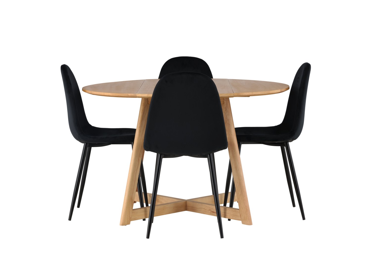 Vue produit de l’ensemble table ronde Yakidon avec 4 chaises Polar