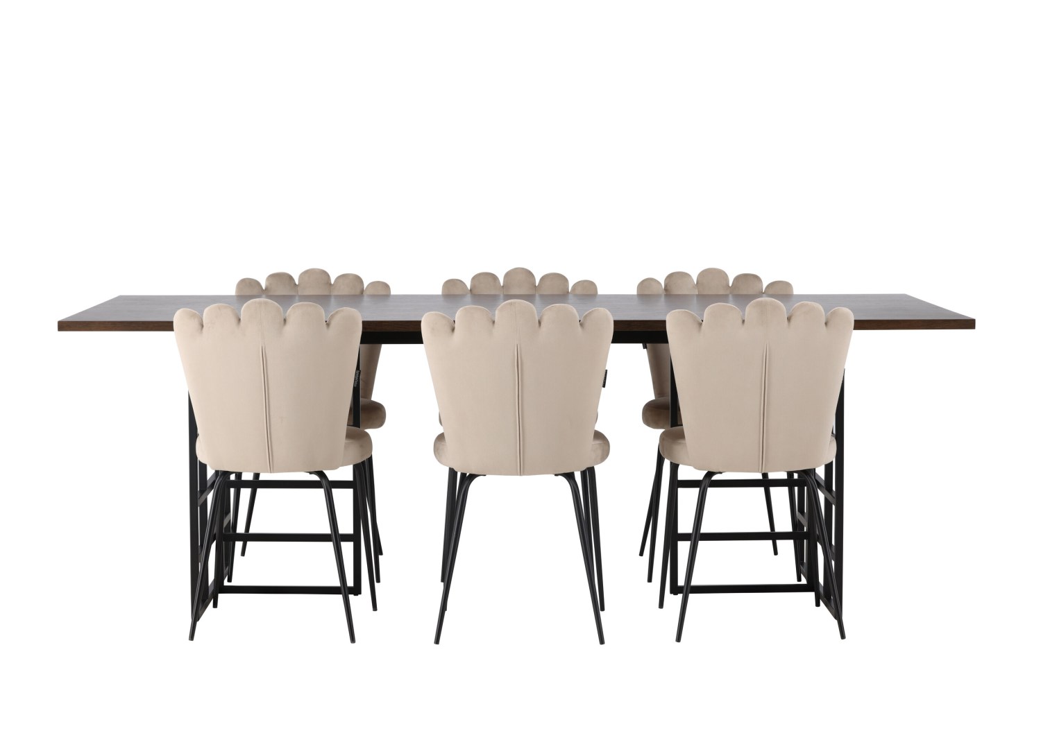 Vue produit de l’ensemble table rectangulaire Ystad avec 6 chaises Limhamn