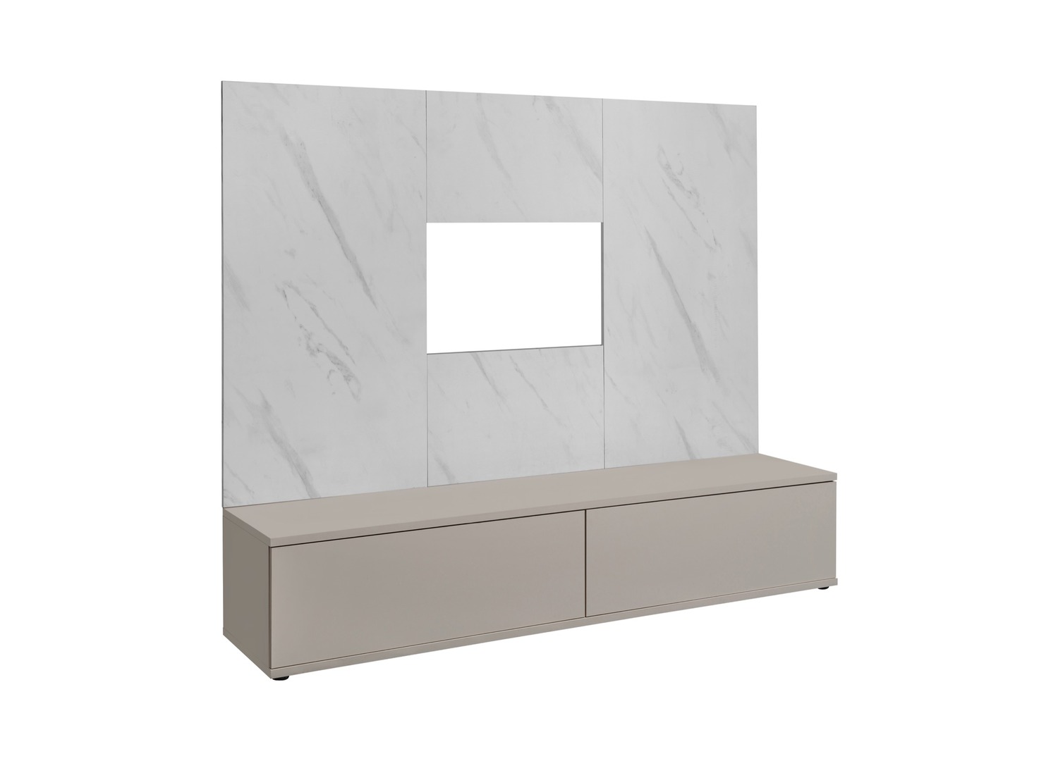 Vue produit de Ensemble TV mural 180 cm cachemire et effet marbre Bianco Glam