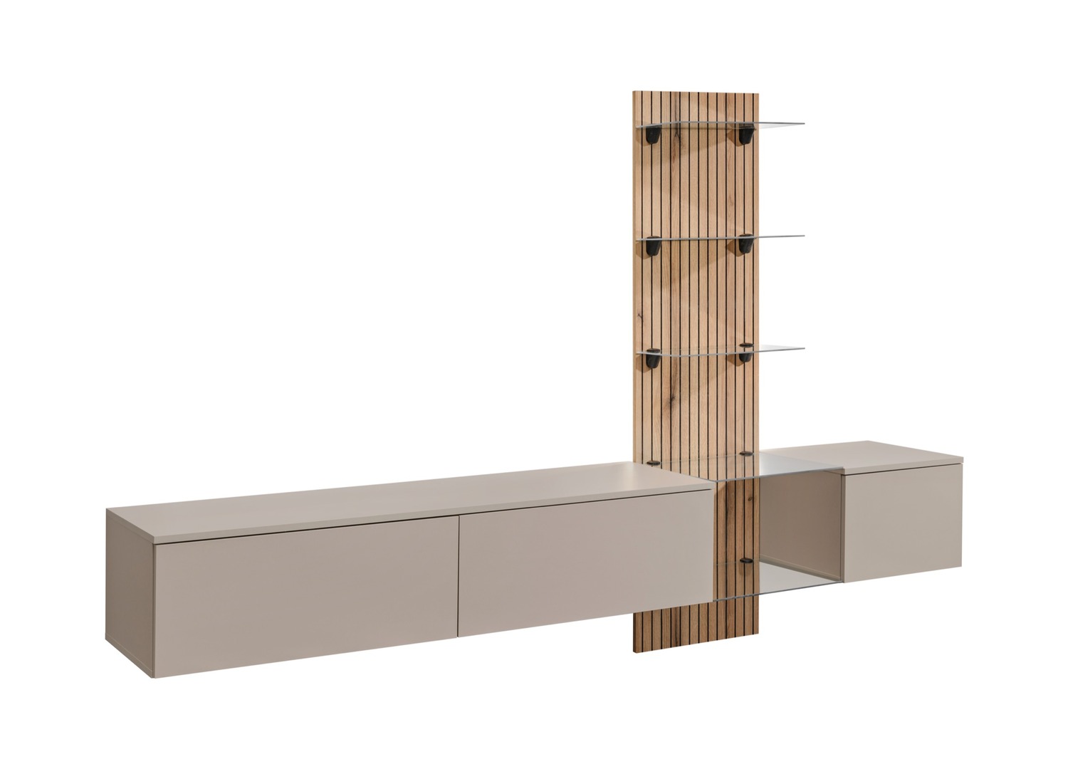 Détail des finitions de Ensemble TV mural 220 cm gris argile et chêne Coast Evoke Luzz