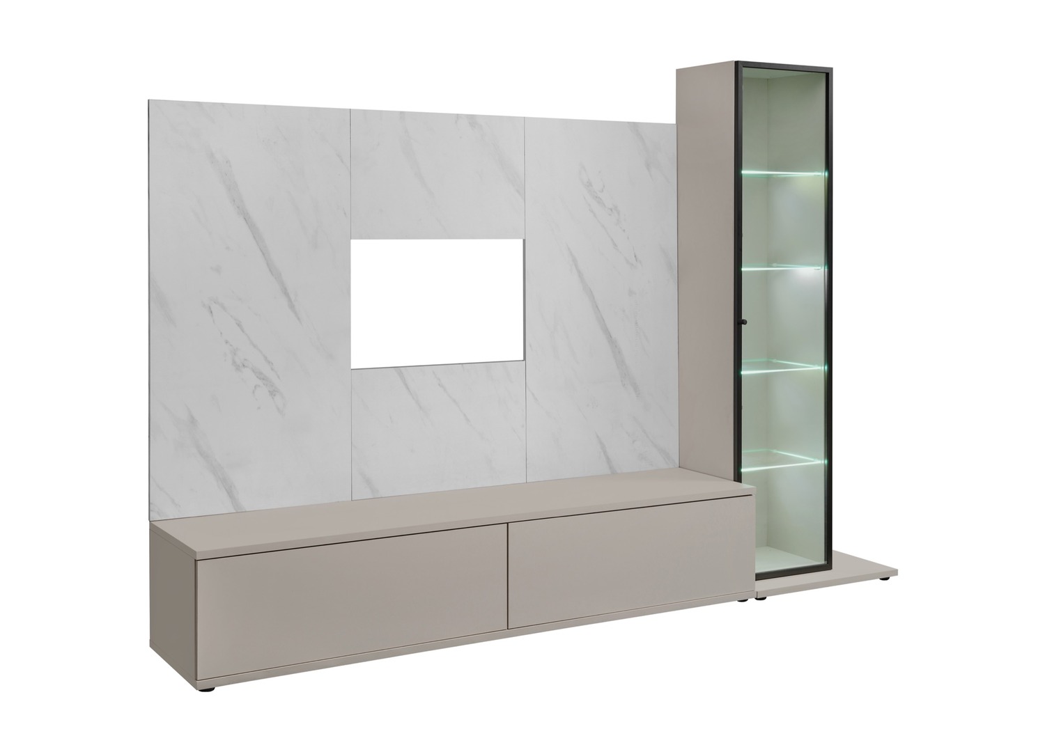 Vue produit de Ensemble TV mural 240 cm cachemire et effet marbre Bianco Glam I