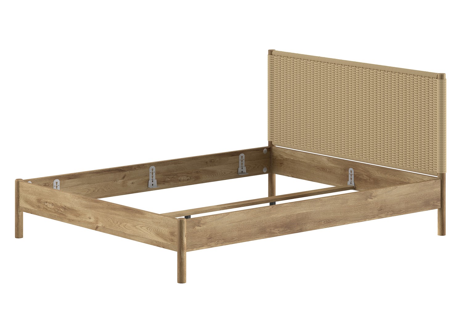Lit ado 160x200 cm chêne et corde tressée OLIVE M - vue produit