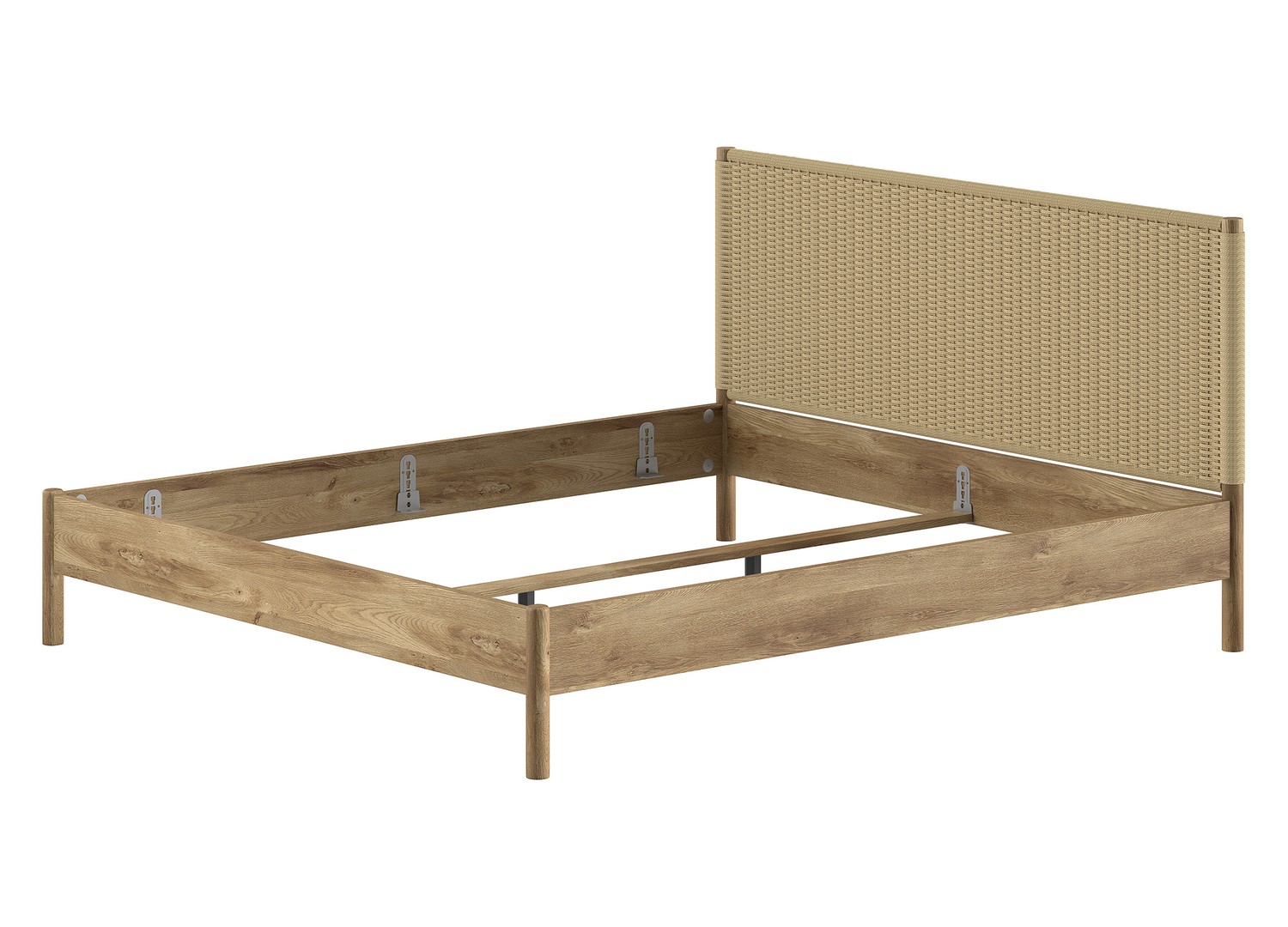 Lit ado 180x200 cm chêne et corde tressée OLIVE M - vue produit