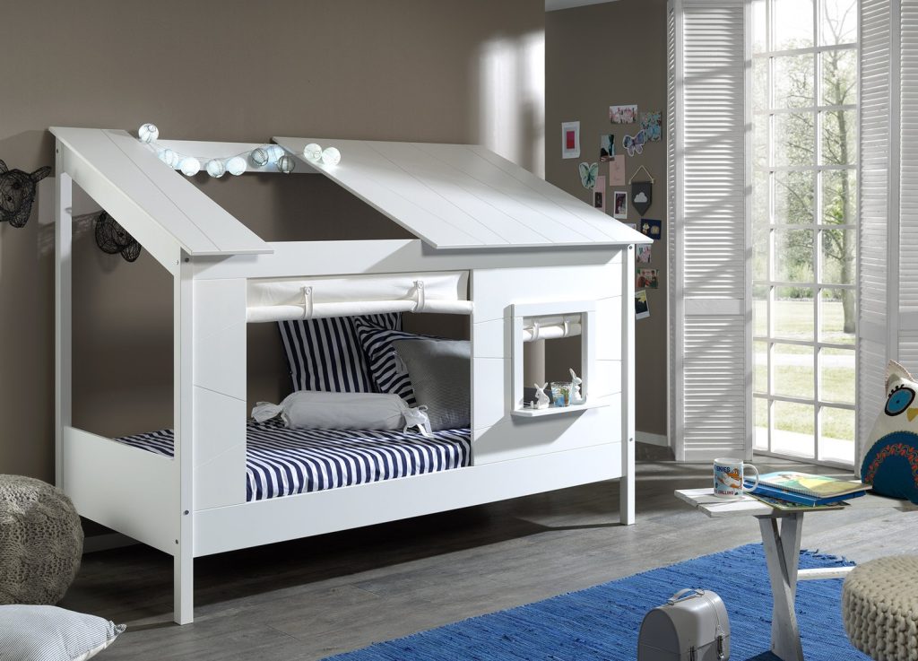 Lit cabane 90x200 avec ensemble textile Housebed
