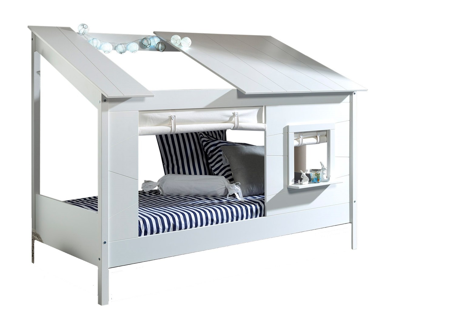 Lit cabane 90x200 avec ensemble textile Housebed – Image 2