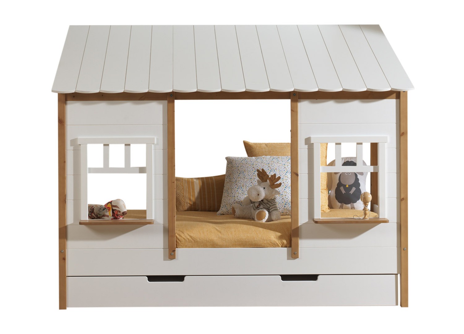 Lit cabane enfant 90x200 avec lit gigogne Housebed – Image 2