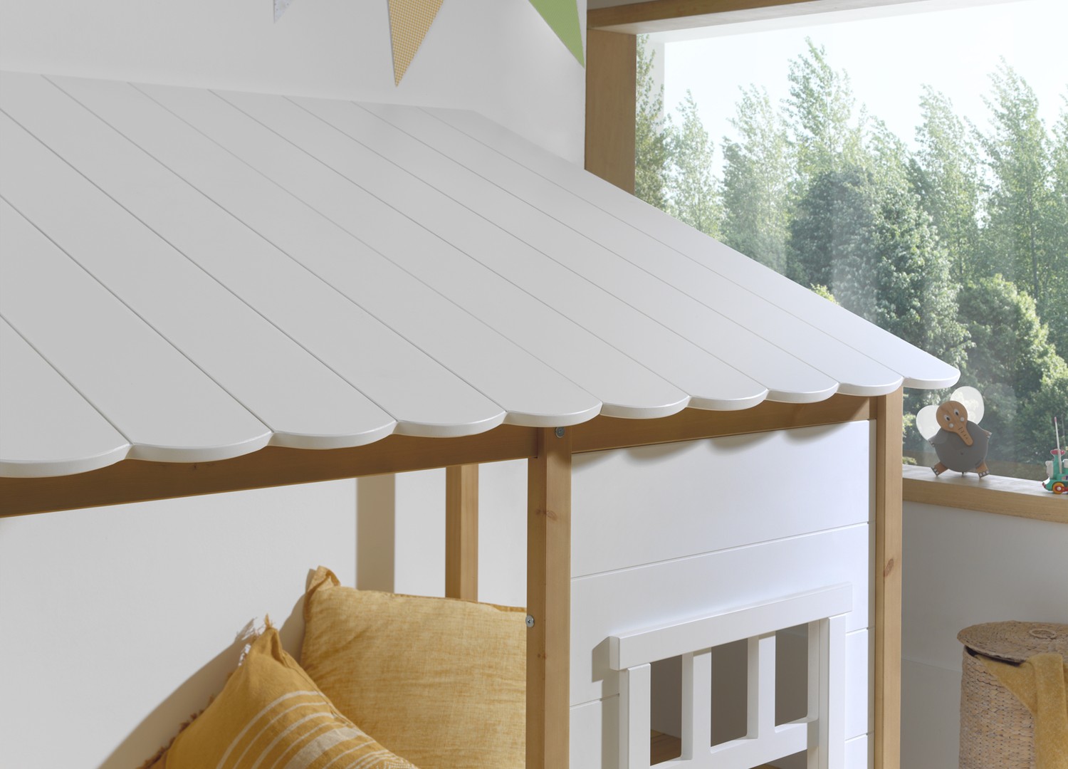 Lit cabane enfant 90x200 blanc et bois Housebed – Image 6