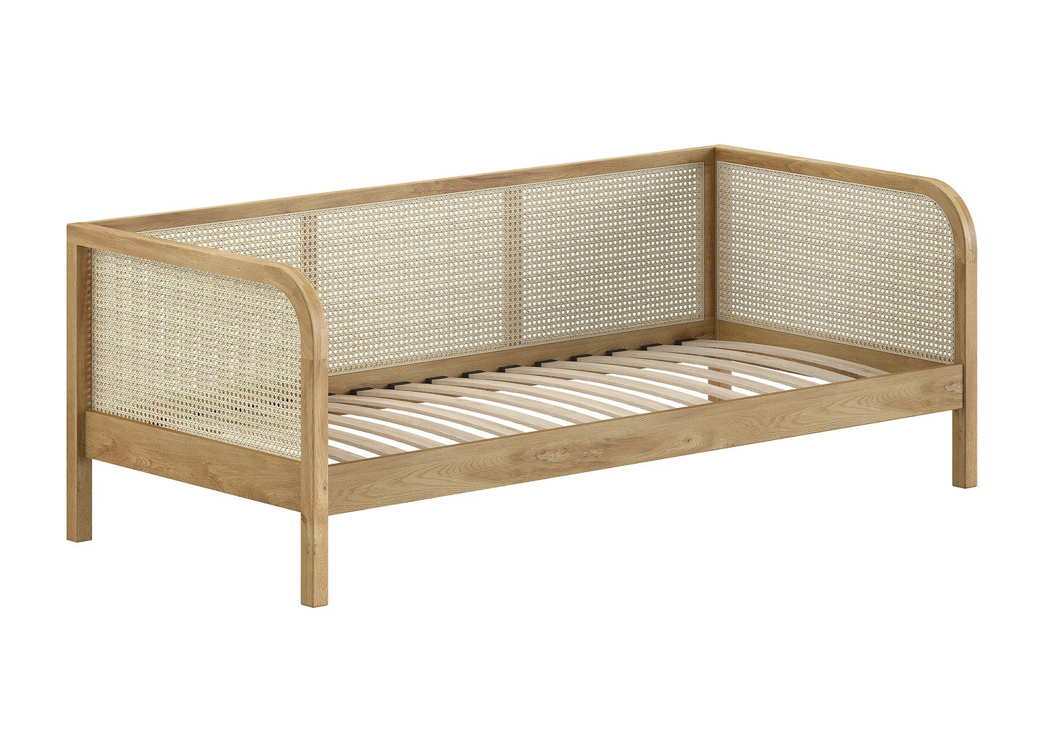 Lit capitaine ado 90x200 cm chêne et rotin Olive – Image 2