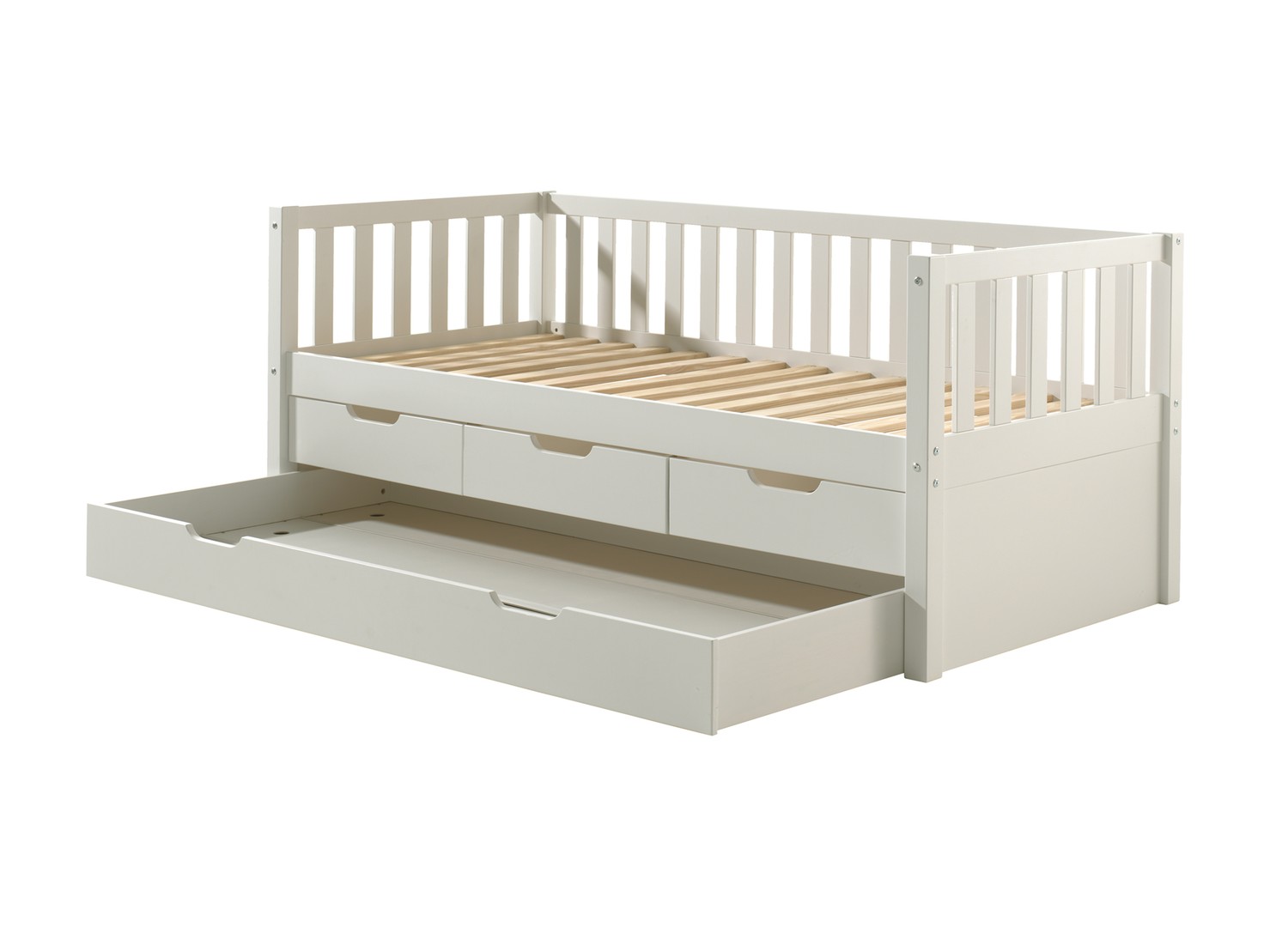 Lit Fritz Pine blanc avec lit gigogne 90x190 sorti