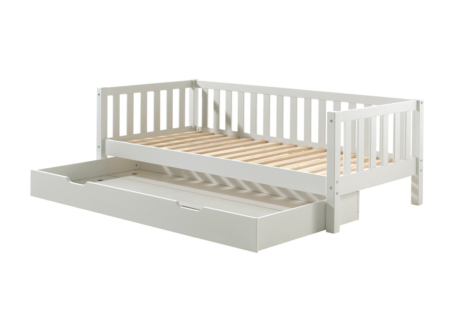 Lit Fritz Pine blanc avec lit gigogne 90x190 sorti