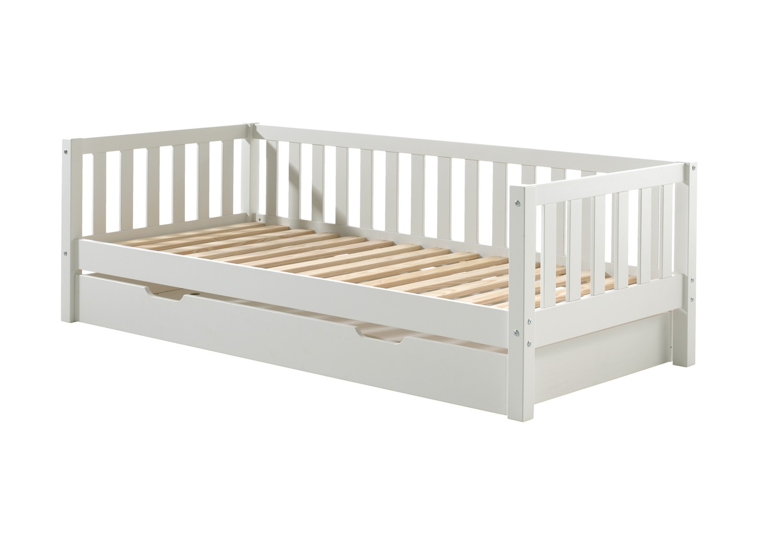 Lit enfant 90x200 avec lit gigogne en pin massif blanc Fritz Pine